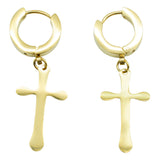 Cross Huggie Earring - 14kt Plated Gold