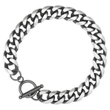 Cuban Hoop Bracelet - Gun Metal Silver