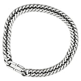 Geometric Tyre Track 7mm Cuban Bracelet - Gun Metal Silver